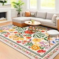 thumbnail image 2 of Bleum Cade 5'x7' Area Rugs for Living Room, Boho Floral Rug Ultra Soft Washable Rugs for Bedroom, Anti Slip Durable Carpet Home Decor for Dining Room,Beige, 2 of 8