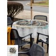 thumbnail image 5 of Outdoor Tablecloth with Umbrella Hole for Patio/Picnic/Party/Camping, Vintage Coastal Waterproof Table Cloth Square Cover Washable, Summer Sea Marine Conch Starfish Wooden (60"x 60"), 5 of 8