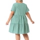 thumbnail image 3 of Vestidos de cuadros para mujer de tallas grandes Agnes Orinda, estilo vintage de los años 50, con capas, cuello redondo, manga corta, casual de verano, midi, color verde, talla 1X, 3 of 6