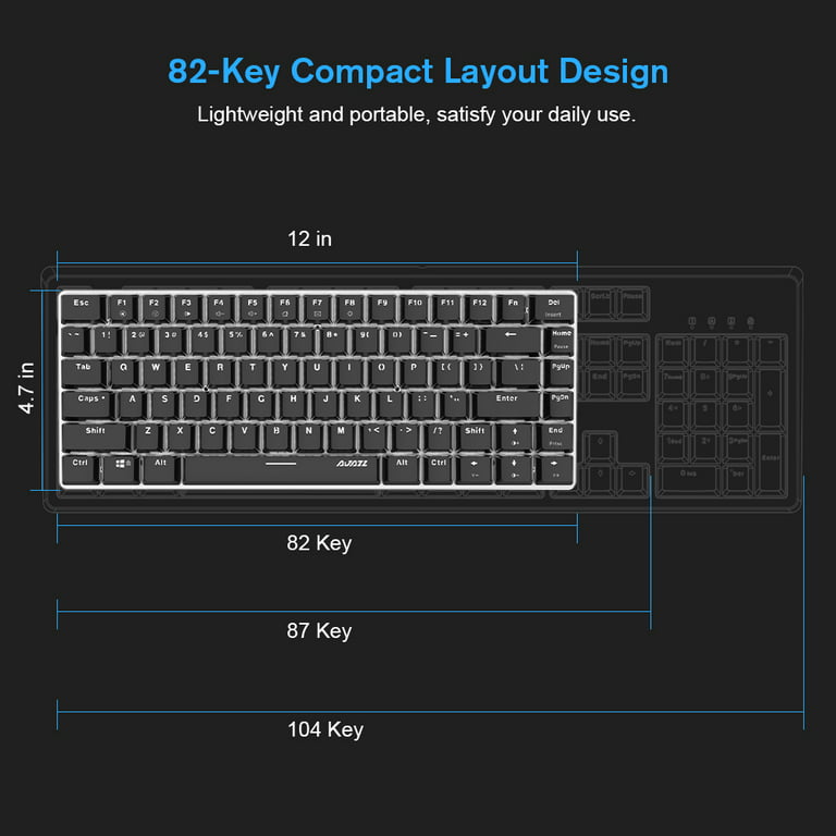AJAZZ AK33 Mechanical Gaming Keyboard Wired,Mixed Color Lighting Modes,82  Keys 100% Anti-Ghosting Mechanical Keyboard for Laptop, Windows,MAC, PC  Games and Work, Pink Keyboard(Blue Switch) 