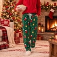 thumbnail image 4 of Hvogkswy Christmas Pajama Pants for Women Winter Drawstring High Waist Fleece Sleep Pants Holiday Loungewear Trousers with Pockets, 4 of 6