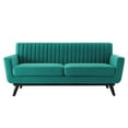 thumbnail image 4 of Tufted Loveseat Sofa, Velvet, Teal Blue, Modern Contemporary Urban Design, Living Lounge Room Hotel Lobby Hospitality, 4 of 7
