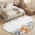 thumbnail image 4 of Round Area Rugs 6Ft, Thanksgiving Pumpkin Non-Slip Washable Circle Rugs Carpet, Fall Eucalyptus Leaves Vines Indoor Outdoor Rug Floor Mats Throw Runner for Bedroom Living Room Bathroom, 4 of 8
