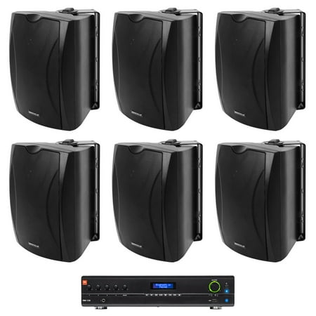 JBL VMA1120 Commercial 70v Amplifier+6) Black 5.25" Wall Speakers For Restaurant