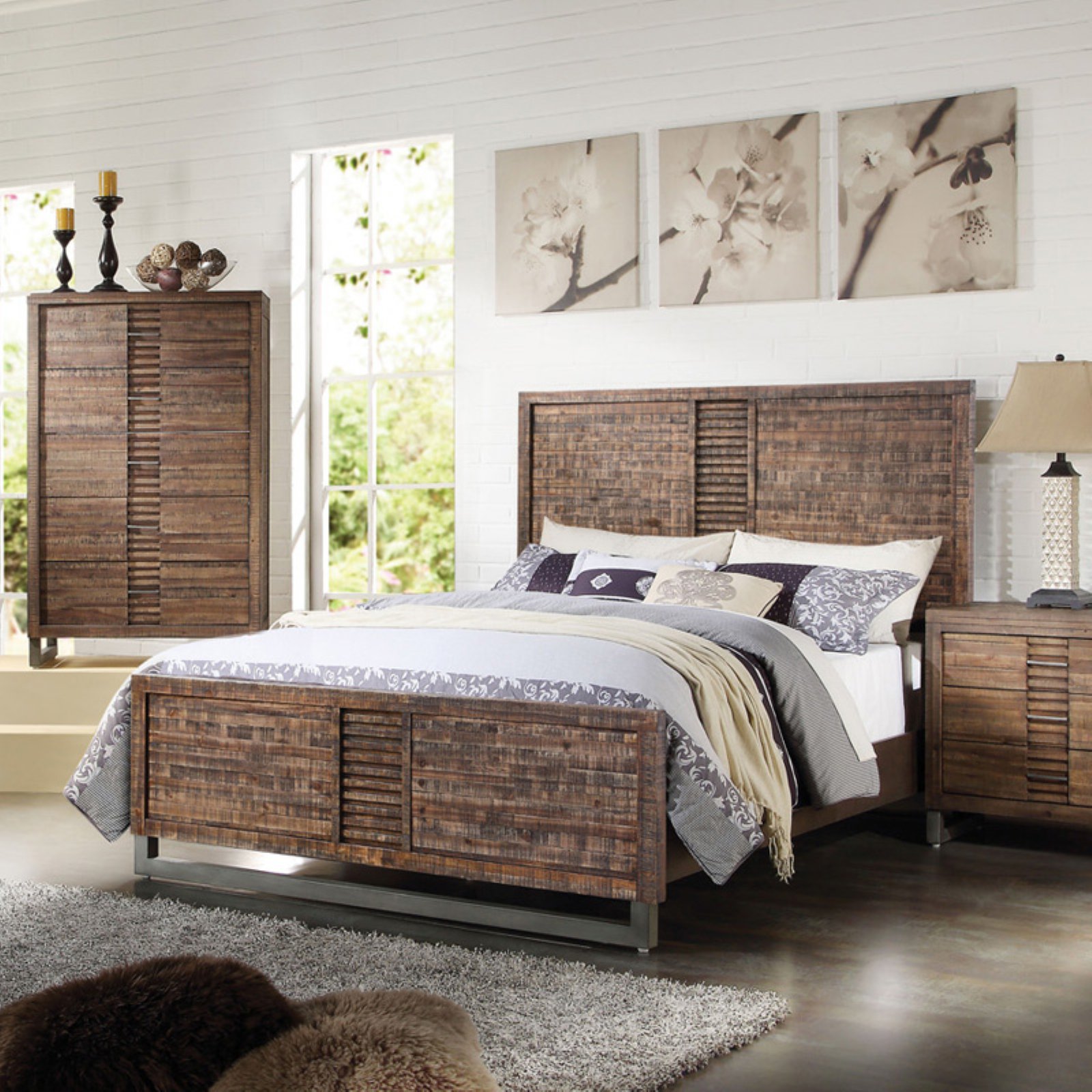 ACME Andria California King Panel Bed in Reclaimed Oak, Multiple Sizes - image 2 of 3