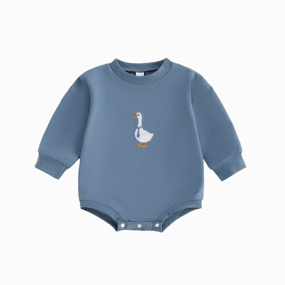 larppty Toddler Baby Boy Clothes Duck Print Sweatshirt Romper Pullover Sweater Jumpsuit Casual Fall Winter Clothes