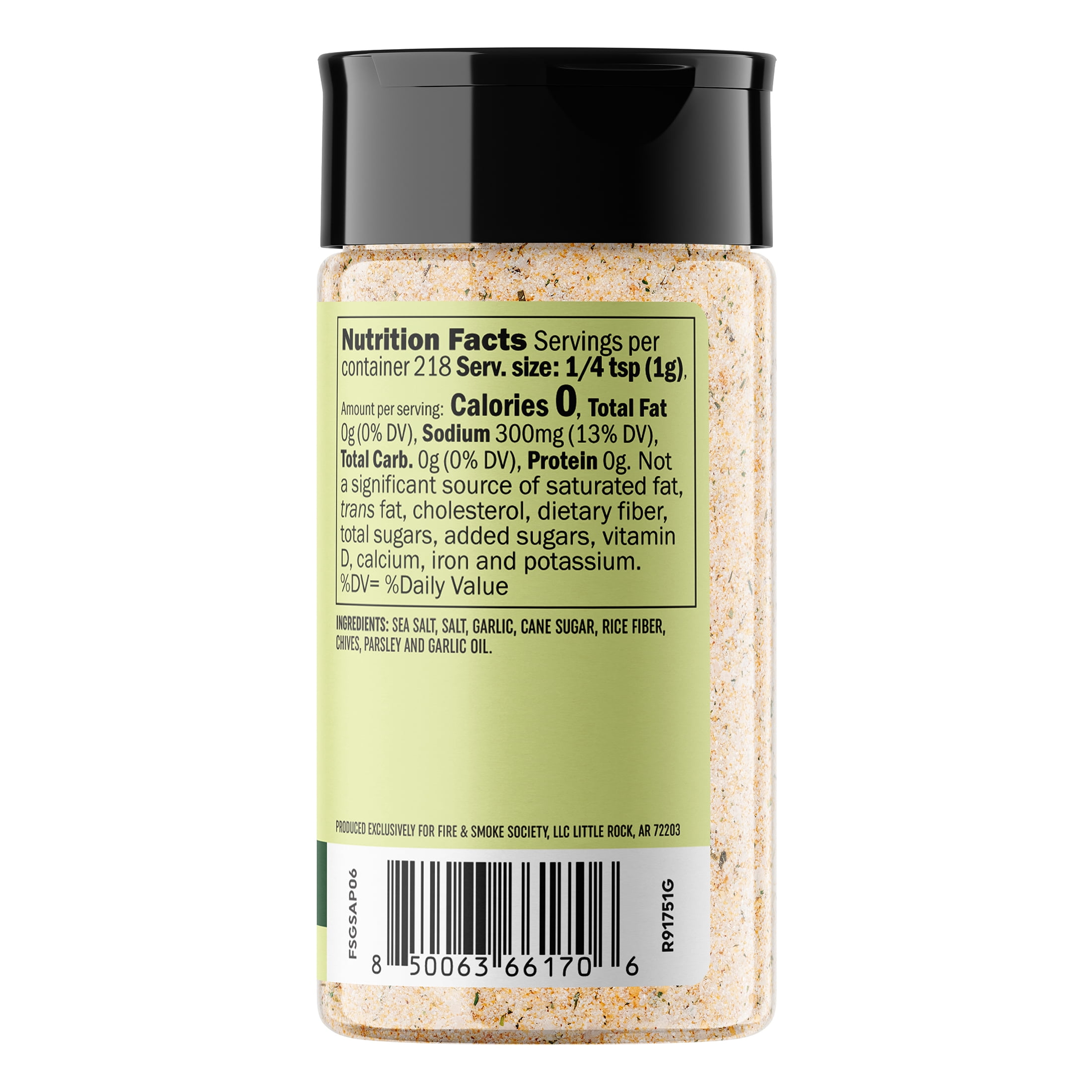 Fire & Smoke Society Garlic Salt Seasoning Blend, 7.7 oz Mixed Spices & Seasonings