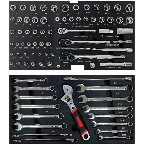 Aukfa 439-Piece Mechanics Tool Set, 3 Drawer Tool Organizer Metal