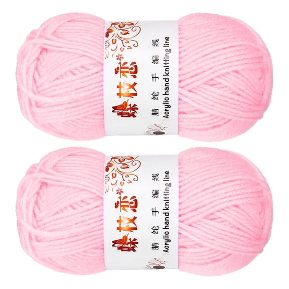 Uxcell 2Pcs Crocheting Yarn Pink 4 Ply Acrylic Yarn 100g 197 Yards
