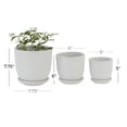 thumbnail image 3 of DecMode 8", 6", 5"H Indoor Outdoor White Ceramic Planter with Attached Saucer (3 Count), 3 of 8