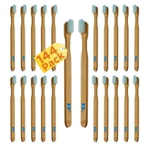 144 Pre-Pasted Bamboo Toothbrushes - Vegan - Eco-Friendly Biodegradable Bamboo Handle - Soft Bristles - Refreshing Mint Flavor Paste (144 Pack)
