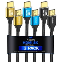 HDMI Cable 8k (Maximm Cable?s New Upgraded Design) HDMI 2.1, 12ft, Certified 48Gbps, 8K@60Hz 18Gbps 4K@120Hz Ultra High-Speed Gaming HDMI Cable, 8k/4k Cable, 3 Pack, UL-Listed