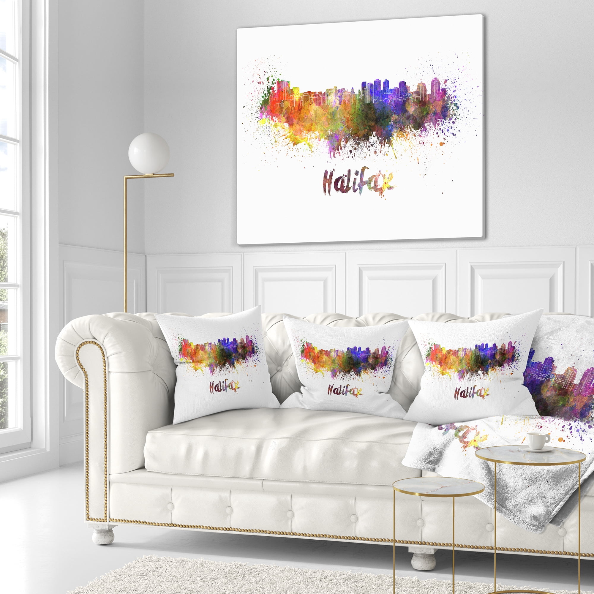 Designart Halifax Skyline - Cityscape Throw Pillow - 18x18