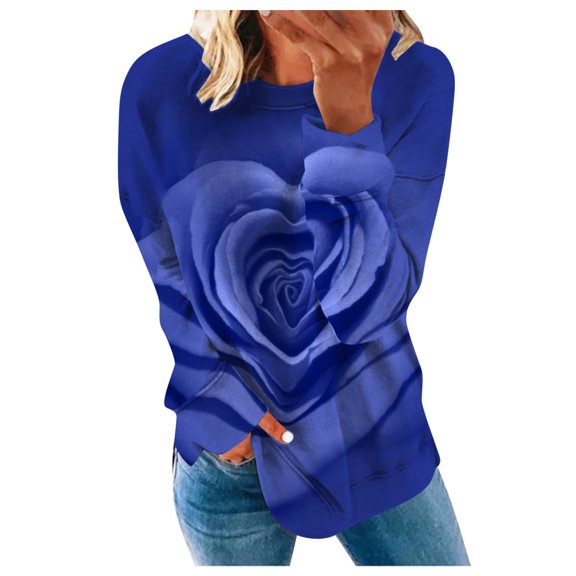 Aloohaidyvio Hoodies for Women,Womens Loose Long Sleeves Sweatshirt Round Neck Casual Tops Hoodies