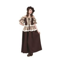 8-10 Colonial Kathryn Adult Costume - Medium - Brown & Beige