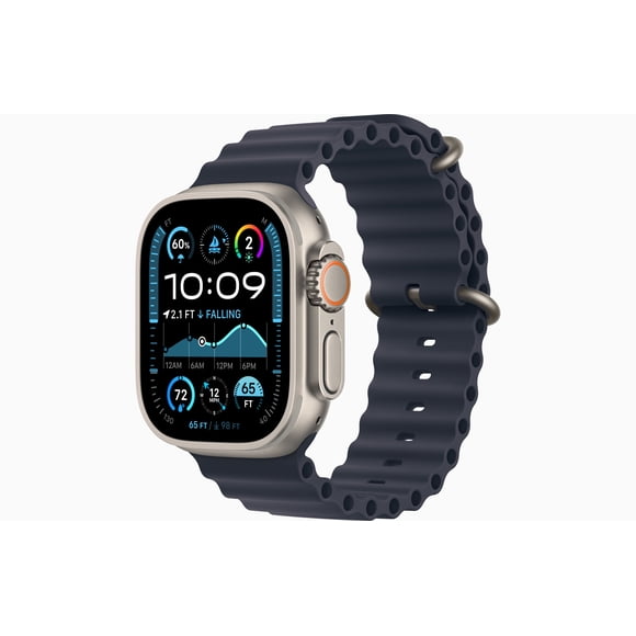 Restored Apple Watch Ultra 2 (GPS + Cellular) 49mm Natural Titanium Case with Navy Ocean Band - Refurbished (Good)