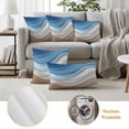 thumbnail image 5 of Blue Brown Outdoor Pillow Covers 24x24 Set of 2,Waterproof Patio Throw Pillowcase Protectors,Gradient Geometric White Water Stripes Modern Decorative Pillow Shams Cushion Covers for Seat Bed Couch, 5 of 8
