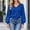 Blue, variant on Puff Sleeve Sweater Women's V-Neck Knit Sweater Puff Sleeve Ribbed Hem Long Sleeve Pullover