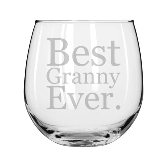 Wine Glass for Red or White Wine Gift Best Granny Ever (16 oz Stemless)