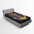 thumbnail image 1 of Ambesonne Brown Fitted Sheet, Anchor Pattern Tranquil, Twin Size, Plum Yellow, 1 of 2