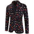thumbnail image 4 of Moda para hombre ocio Navidad impreso bolsillo botones manga larga cuello en V traje grandes trajes masculinos ocio ocio traje abrigo, 4 of 4