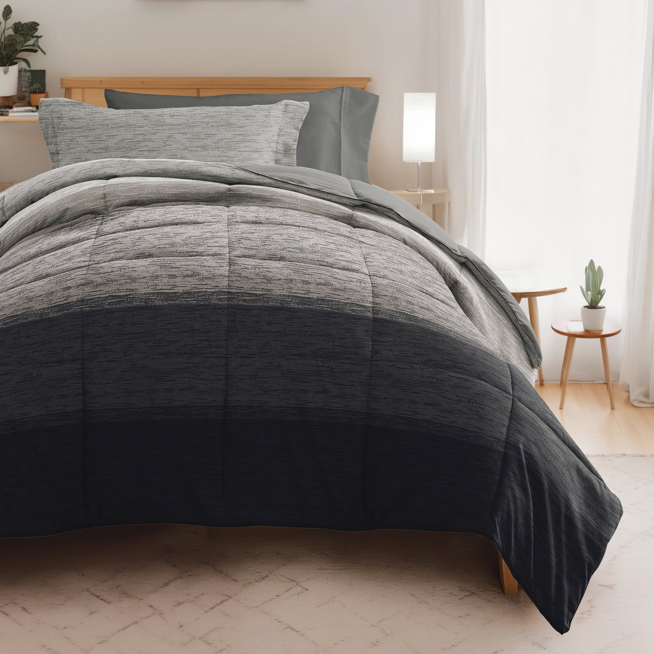 Noble Linens 8 Piece Dorm Bedding Bundle, Comforter & Sheet Set, Pillows, Laundry Bag
