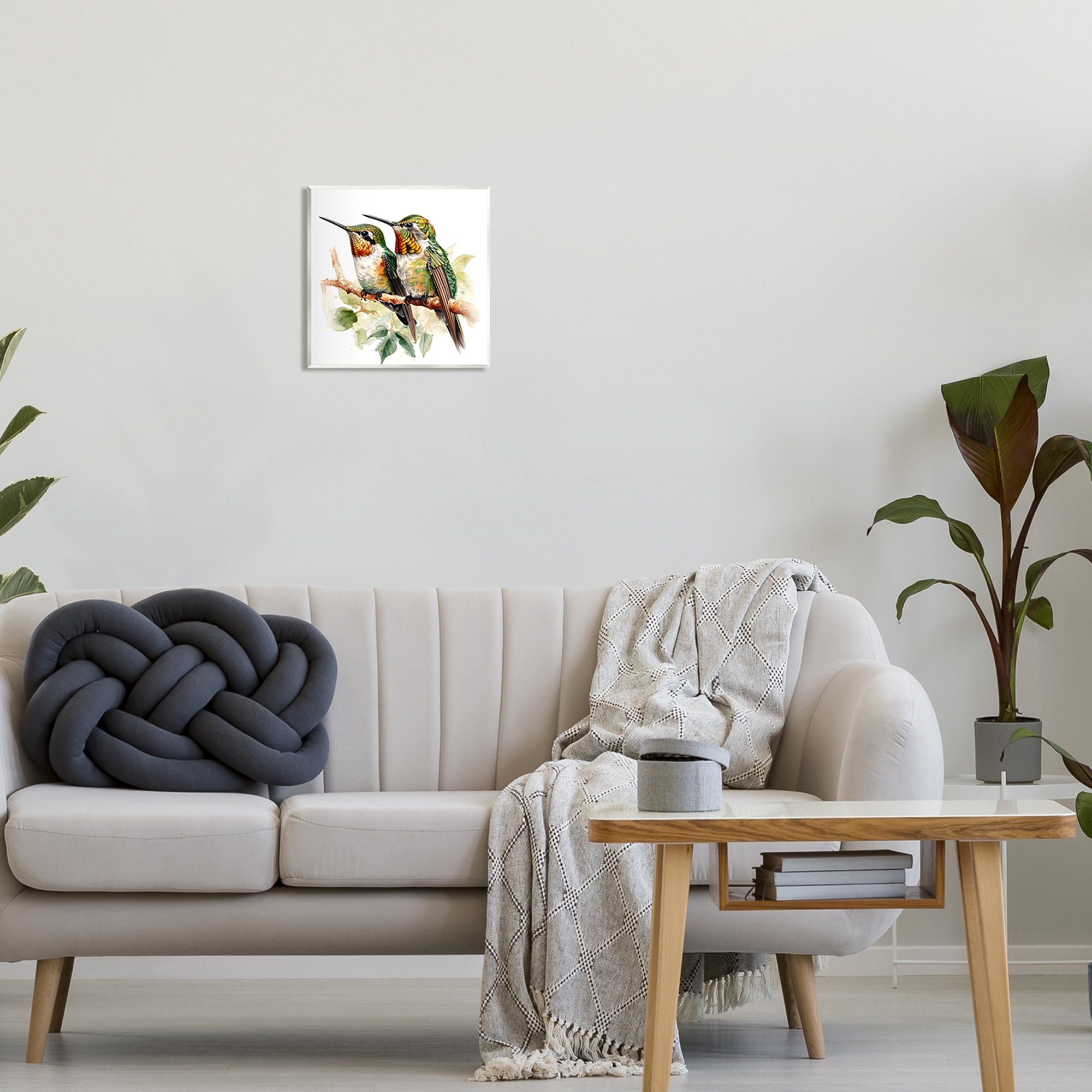 Stupell Industries Green Hummingbirds Duo Animals & Insects Painting Unframed Art Print Wall Art, 12 x 12