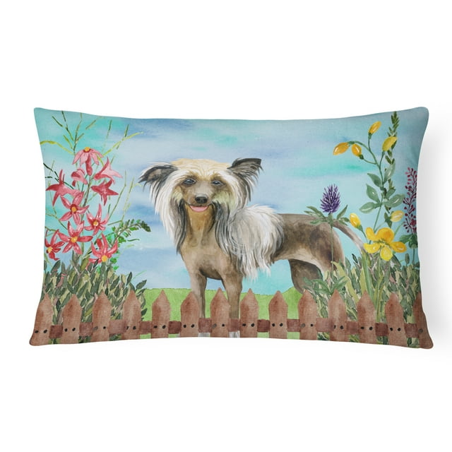Carolines Treasures CK1221PW1216 Chinese Crested Spring Canvas Fabric Decorative Pillow