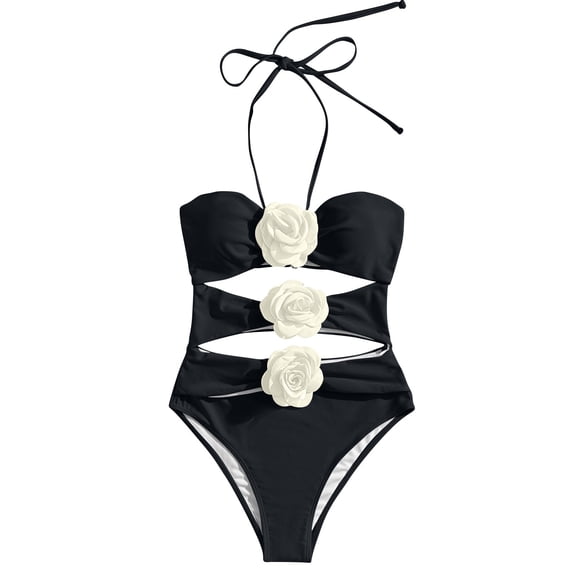 Idoravan Womens Swimwear One Piece Bathsuit Onepiece Women's Solid Color Fashionable Beach Vacation Swimsuit