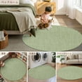 thumbnail image 6 of Green 7ft Round Rug, Farmhouse Burlap Solid Green Color Modern Linen Texture Non-Skid Rubber Backing Large Area Rugs - Living Room Bedroom Home Office, Indoor Floor Mat Carpets Washable Rug, 6 of 9