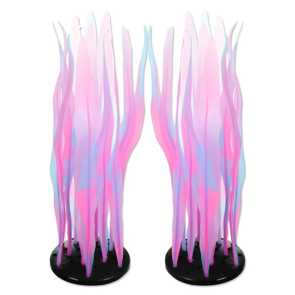 Unique Bargains Aquarium Glowing Kelp Plant Fluorescence Coral Decor for Aquarium Decor Pink 2pcs