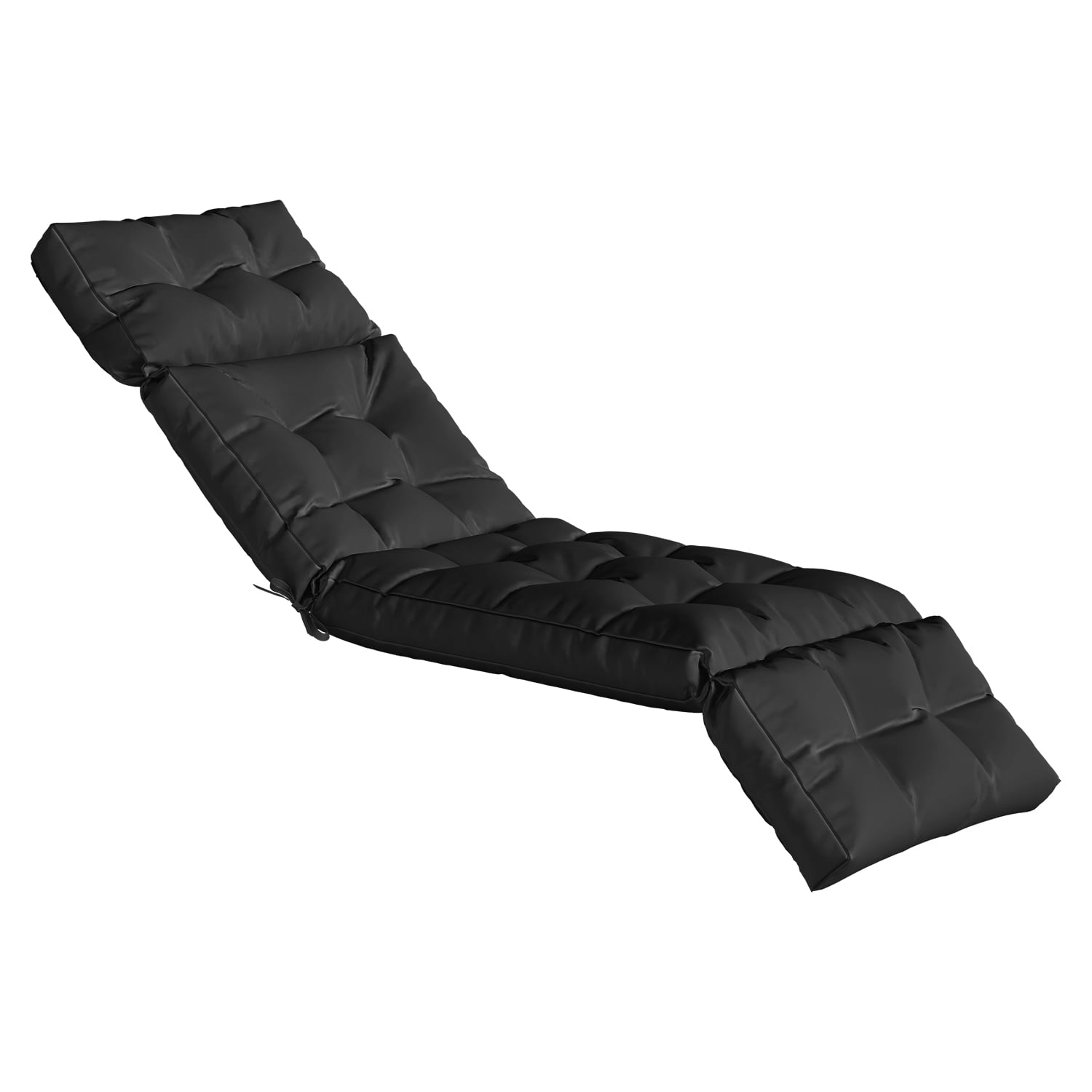 BaPiPro All-Weather Outdoor Chaise Lounge Cushion, Secure-Tie Patio Recliner Cushion with Plush PP Cotton Support for Patio, Poolside & Balcony, Black