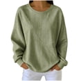 thumbnail image 3 of Zivyakyron Striped Womens Sweatshirts Pullover Fall Crew Neck Tunic Casual Long Sleeve Tops for Women Loose Comfortable Green L, 3 of 9