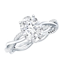 Rosec Jewels Oval Moissanite Hidden Halo Engagement Ring for Women (7X9 mm - 2 Ct - D-VS1 Grade), 18K White Gold, US 13.00