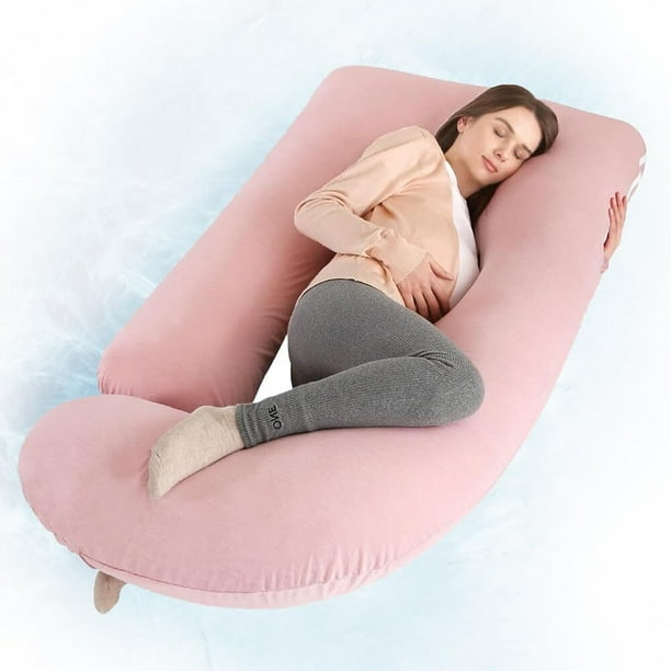 Almohada de Embarazo con Funda de Enfriamiento Almohada de Maternidad en Forma de J Almohada Lateral de Cuerpo Completo para Espalda, piernas y Vientre, cómoda Funda de enfriamiento
