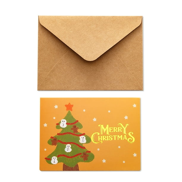 Inteprter 10 piezas de tarjetas de papel impresas con dibujos animados de felicitación de Navidad, conjunto de sobres para niños, accesorios para Kits de decoración para fiestas Tipo 4 Inteprter HA009713-04