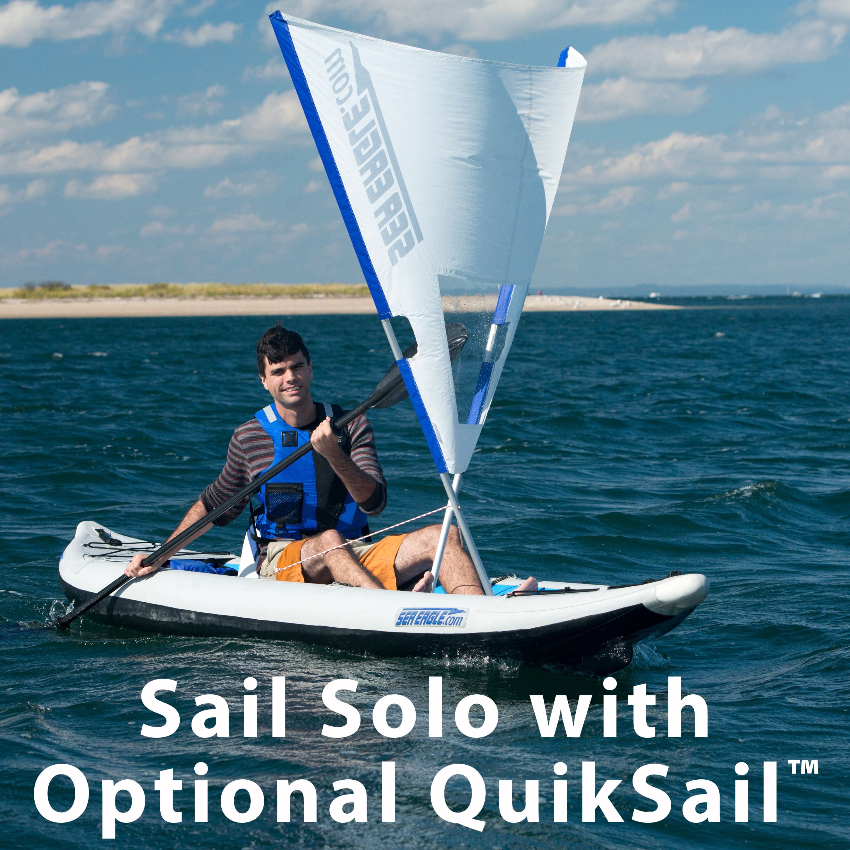 Sea Eagle 385FT Fasttrack Inflatable 12'6" 1-3 Person Touring Kayak with Rigid External keel-Smoother Paddling Experience-Light Weight- Deluxe Solo Package