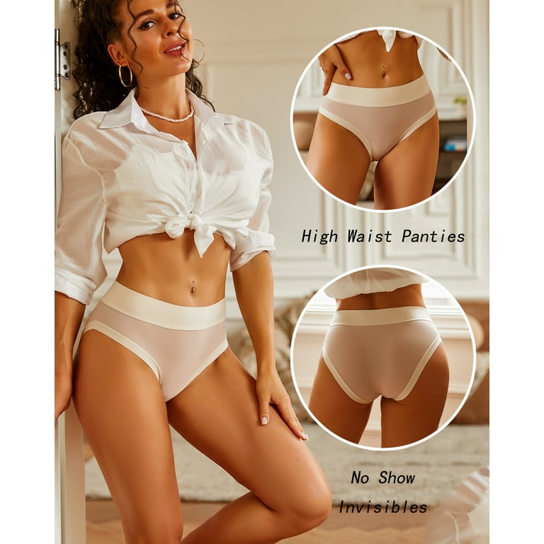 6 Pack Polyamide Invisible No Show Laser Cut High Waist Brief Panty  Underwear