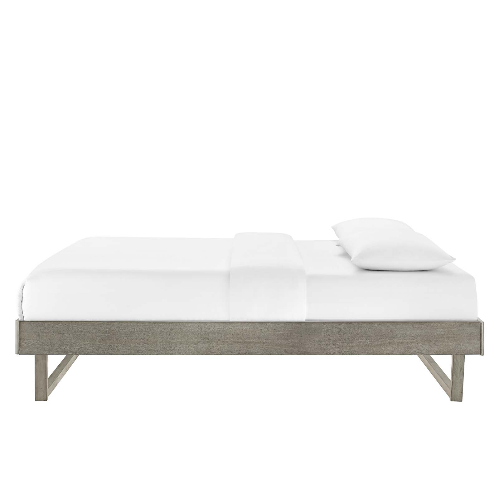 Platform Bed Frame, King Size, Wood, Grey Gray, Modern Contemporary Urban Design, Bedroom Master Guest Suite
