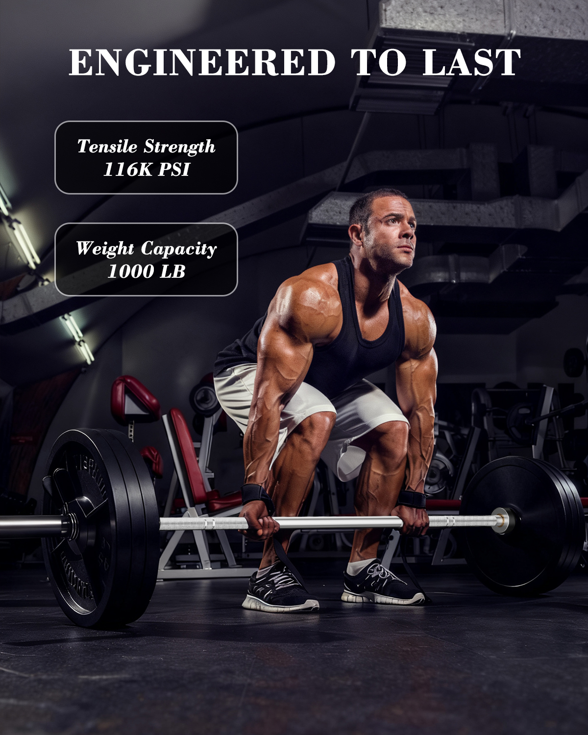 7FT  Barbell for Weightlifting. Power Lifting. 2 Inch Strength Training Bar for Squats. Deadlifts. Presses. Rows. Curls - 700lbs/1000lbs/1500lbs Capacity