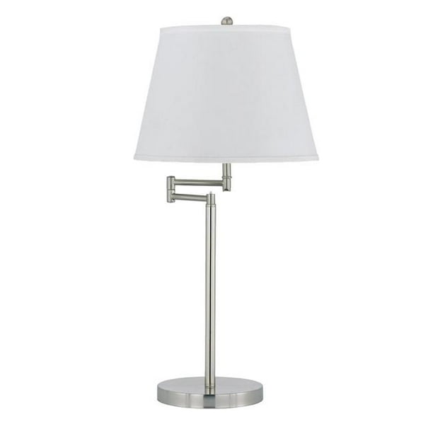 Benjara Bm225113 28 In Metal Round 3 Way Table Lamp With Spider Type Shade 44 Silver White Com - Round Metal Table Lamp