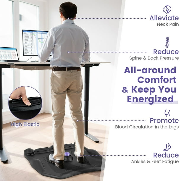Gymax Anti Fatigue Standing Desk Mat w Massage Roller Ball Foot Massage Points Office Walmart