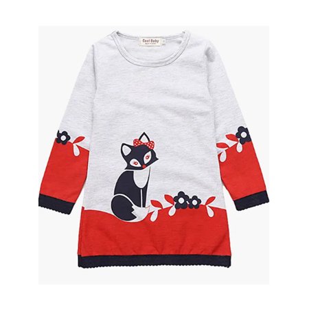 

Toddler Girls Fall Top Casual Fox Print Crew Neck Long Sleeve Sweatshirt