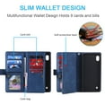 thumbnail image 3 of Dteck Wallet Case For Samsung Galaxy A10 A105, Matte PU Leather Case Built-in 9 Card Slots Zipper Purse Flip Cover With Hand Strap, Blue, 3 of 8