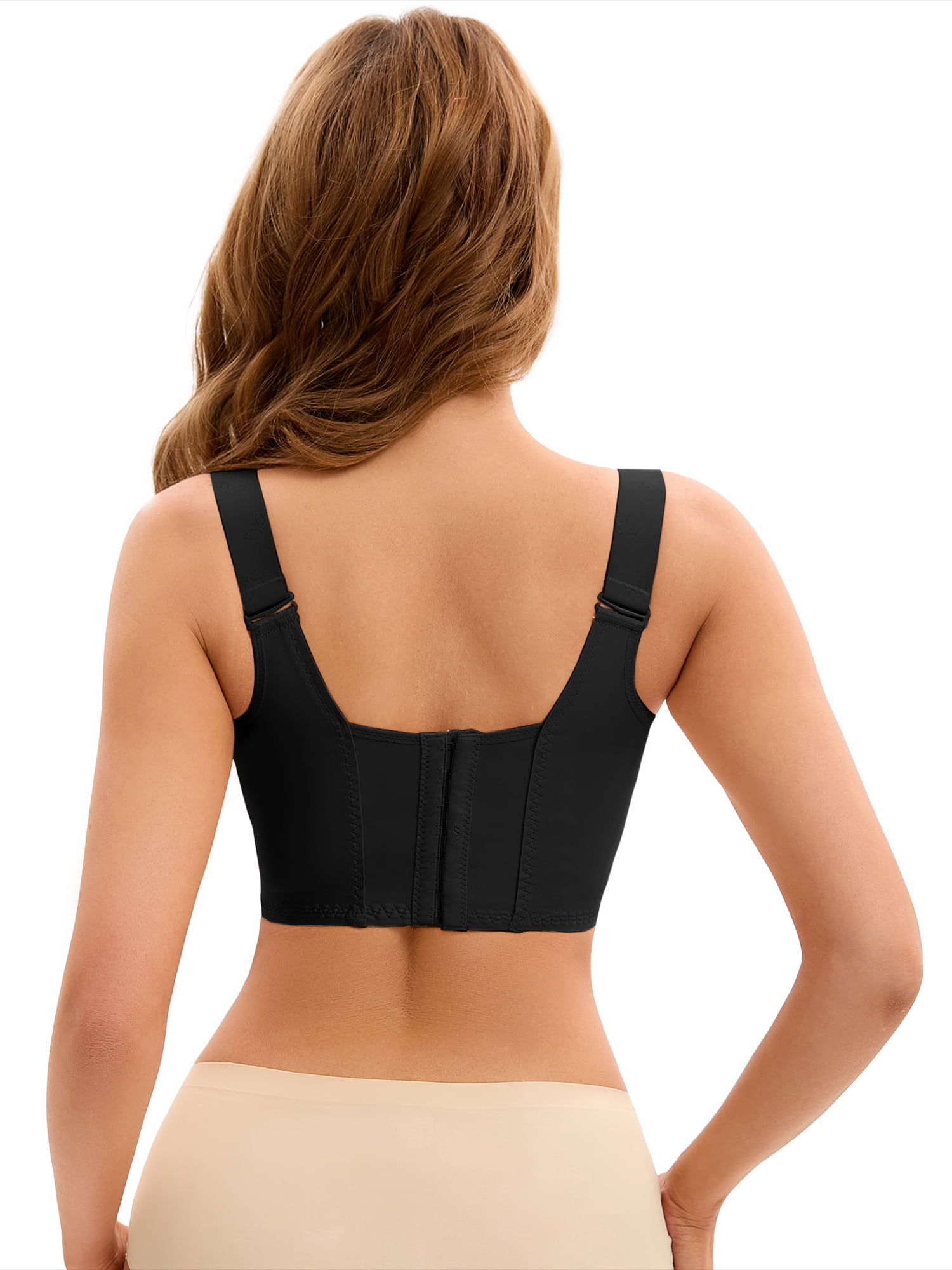 DARING DIVA Women's Push Up Tummy Control 6 Hooks Wirefree Convertible Bras Black 38 C
