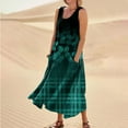 thumbnail image 2 of Mohiass 2024 Cotton Linen Sleeveless Plus Size Dresses for Women Tropical Casual Round Neck Sundress with Pockets Green XL, 2 of 5
