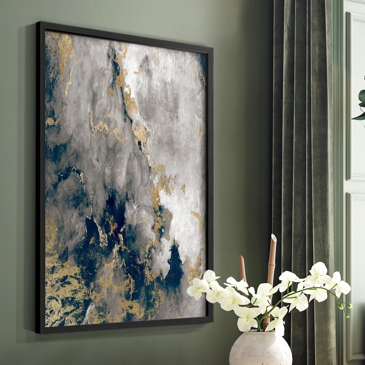 Hudson Path in Black Solid Wood 22 x 28 Framed Print