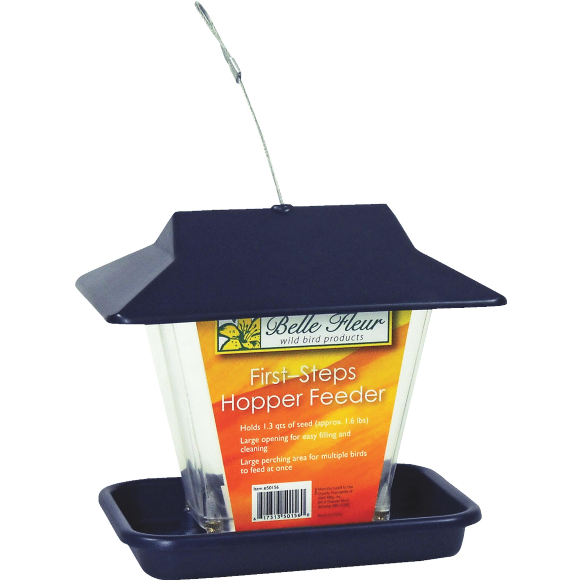 Belle Fleur Ranch Hopper Birdfeeder with Roof, Black, 1.6 lb Seed Capacity by Hiatt Mfg
