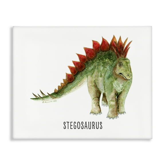 Stupell Industries Stegosaurus Dinosaur Learning Animals Painting Wrapped Canvas Art Print Wall Art, 20 x 16