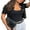 Black, variant on Gupgi Women Knit Cardigan Solid Color Round Neck Short Sleeve Button Front Crop Sweaters